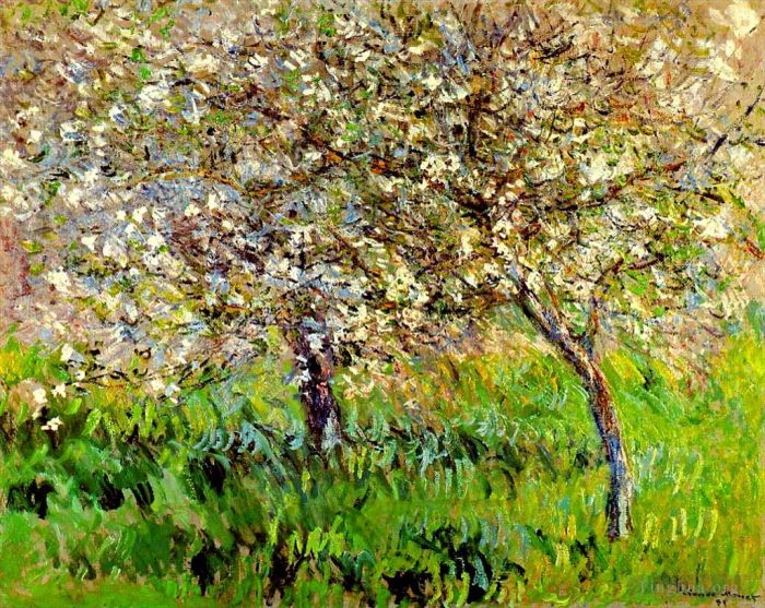 Claude Monet Peinture à l'huile - Pommiers en fleurs à Giverny