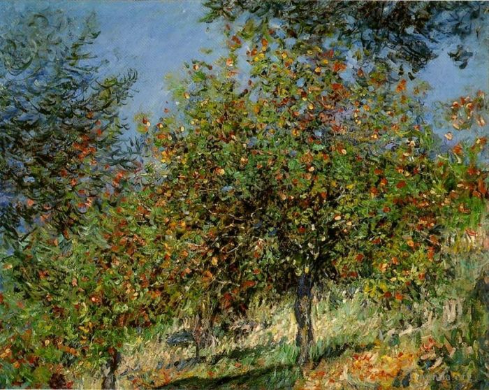 Claude Monet Peinture à l'huile - Pommiers sur la colline de Chantemesle