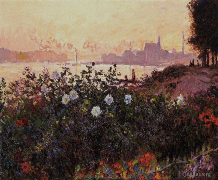 Claude Monet Peinture à l'huile - Fleurs d'Argenteuil au bord de la rivière
