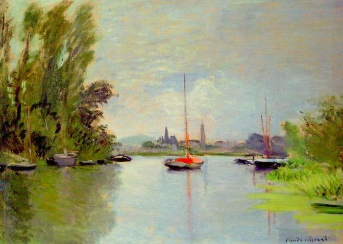 Claude Monet Peinture à l'huile - Argenteuil vu du petit bras de la Seine