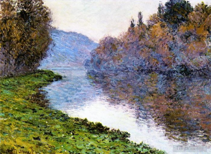 Claude Monet Peinture à l'huile - Bords de Seine à Jenfosse Temps clair