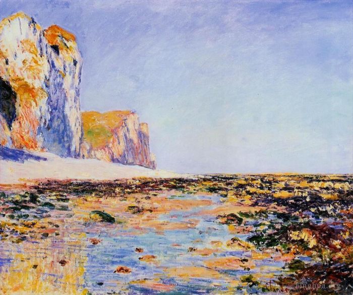 Claude Monet Peinture à l'huile - Plage et falaises à Pourville Morning Effect
