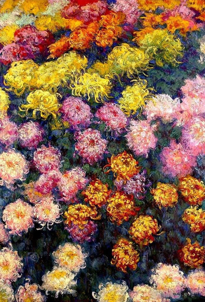 Claude Monet Peinture à l'huile - Lit de chrysanthèmes