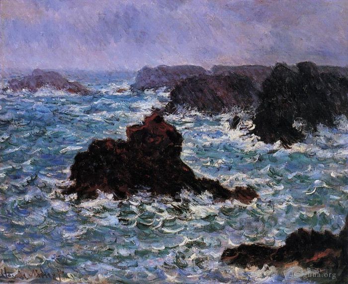 Claude Monet Peinture à l'huile - Effet Pluie BelleIle
