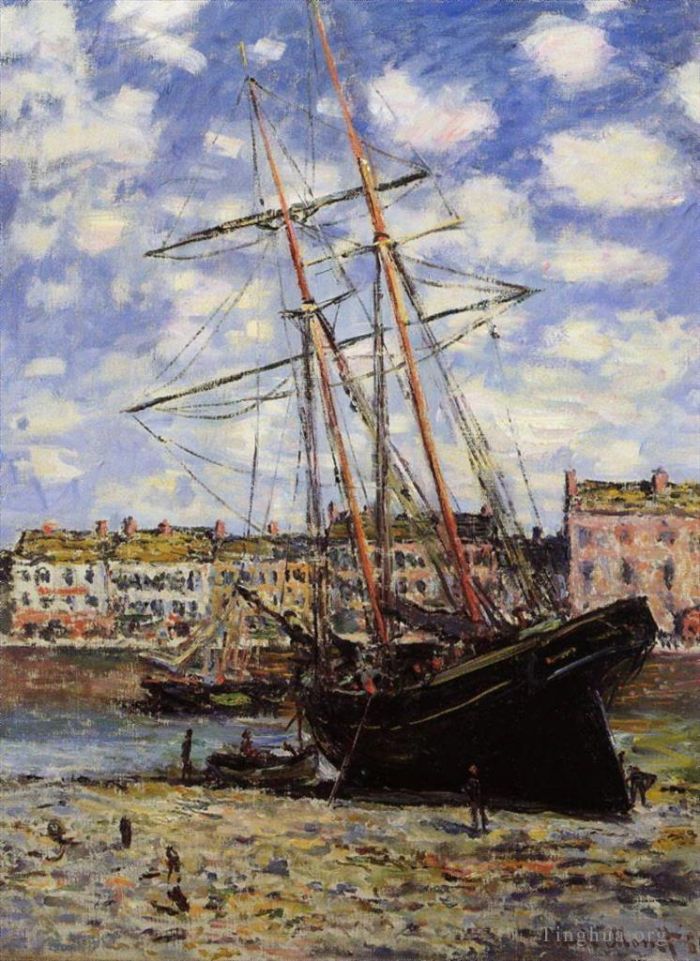 Claude Monet Peinture à l'huile - Bateau à marée basse à Fécamp