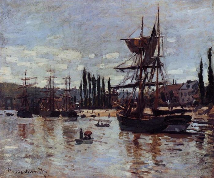 Claude Monet Peinture à l'huile - Bateaux à Rouen