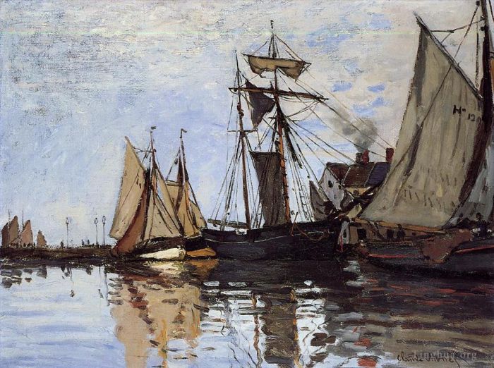 Claude Monet Peinture à l'huile - Bateaux au Port de Honfleur