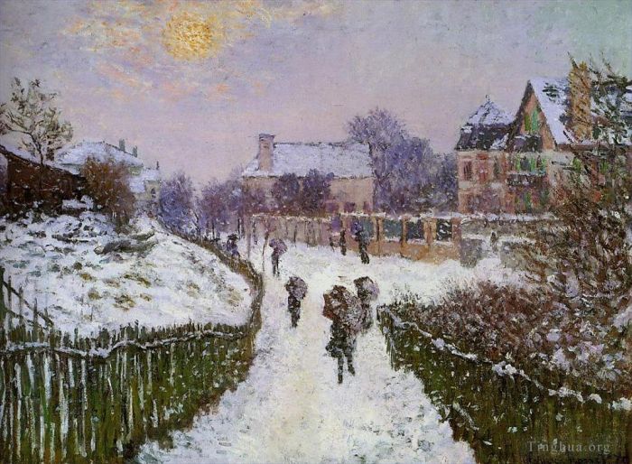 Claude Monet Peinture à l'huile - Boulevard St Denis Argenteuil Effet Neige