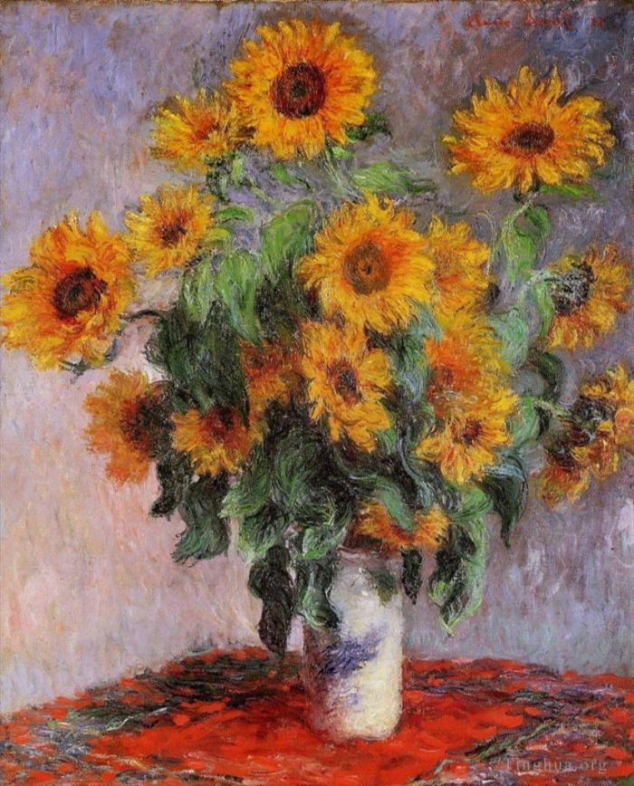 Claude Monet Peinture à l'huile - Bouquet de Tournesols