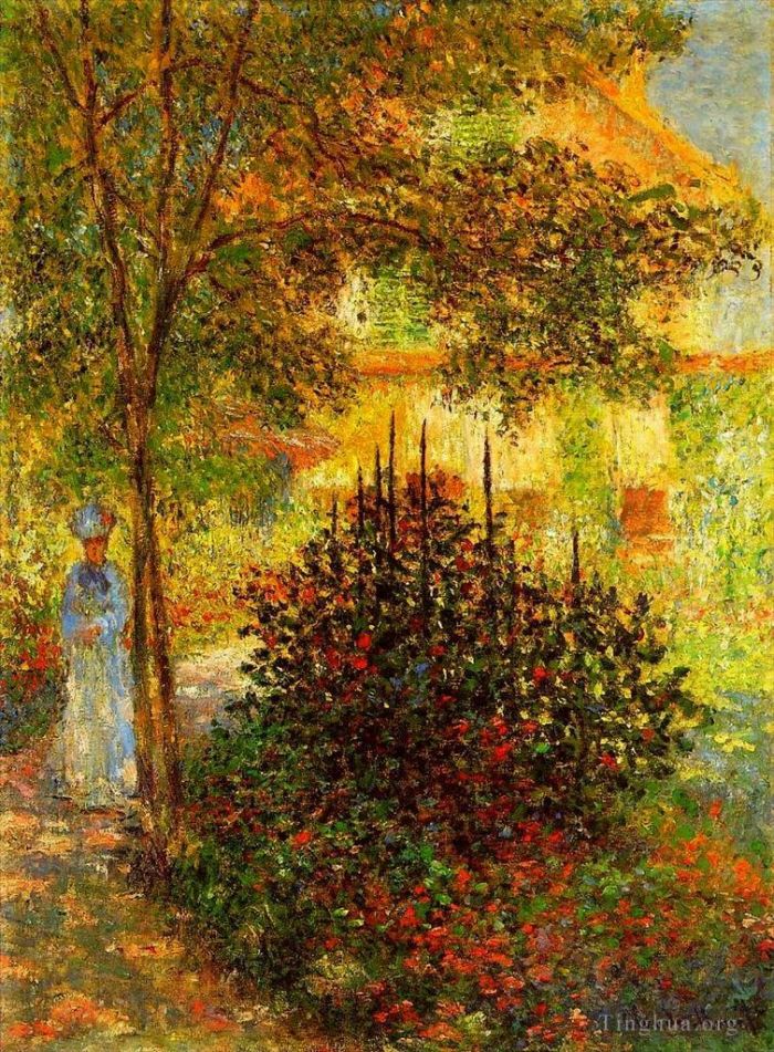 Claude Monet Peinture à l'huile - Camille Monet dans le jardin de la maison d'Argenteuil