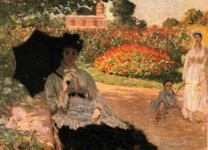 Claude Monet Peinture à l'huile - Camille dans le jardin avec Jean et sa nounou