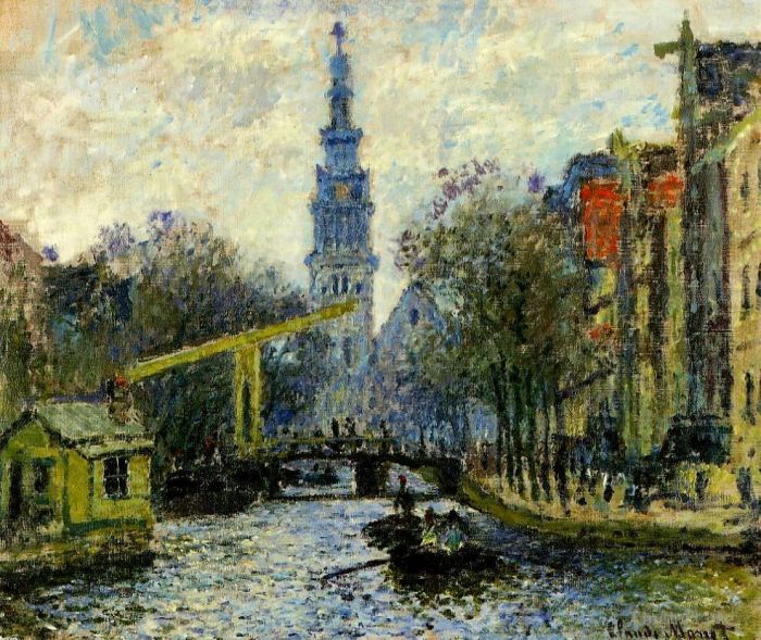 Claude Monet Peinture à l'huile - Canal à Amsterdam
