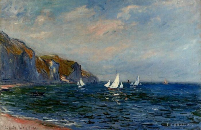 Claude Monet Peinture à l'huile - Falaises et voiliers à Pourville