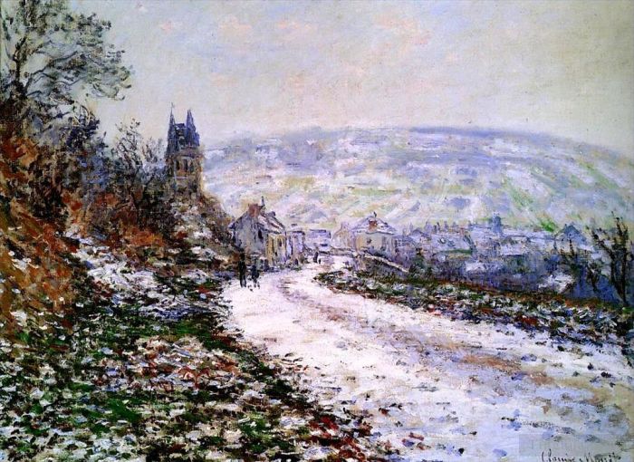 Claude Monet Peinture à l'huile - Entrer dans le village de Vétheuil en hiver