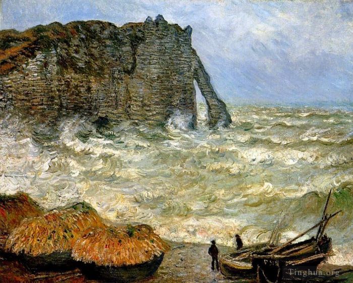 Claude Monet Peinture à l'huile - Etretat Mer agitée