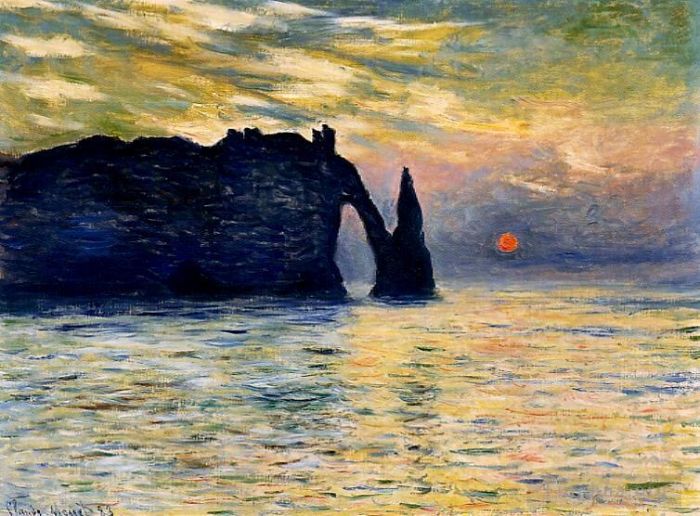 Claude Monet Peinture à l'huile - Étretat Coucher de soleil