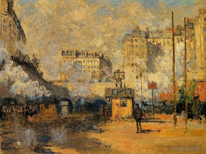 Claude Monet Peinture à l'huile - Effet de lumière du soleil à l'extérieur de la gare Saint Lazare