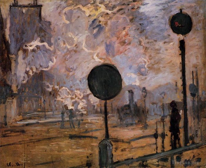 Claude Monet Peinture à l'huile - Extérieur de la gare Saint Lazare alias The Signal
