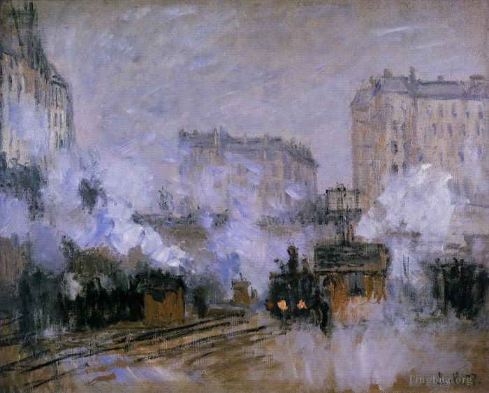 Claude Monet Peinture à l'huile - Extérieur de la Gare Saint Lazare Arrivée d'un Train