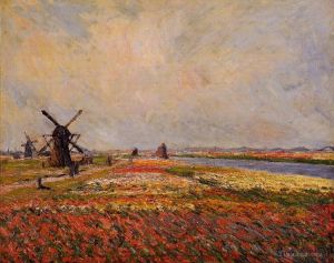Claude Monet œuvres - Champs de fleurs et moulins à vent près de Leiden
