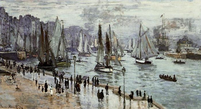 Claude Monet Peinture à l'huile - Bateaux de pêche au départ du port du Havre