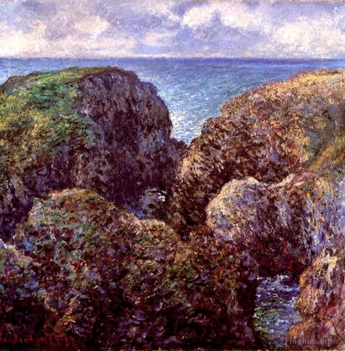 Claude Monet Peinture à l'huile - Groupe de rochers à PortGoulphar