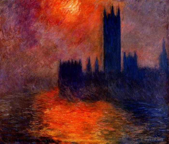 Claude Monet Peinture à l'huile - Chambres du Parlement Sunset II