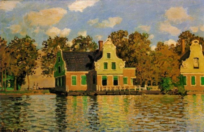 Claude Monet Peinture à l'huile - Maisons sur la rivière Zaan à Zaandam