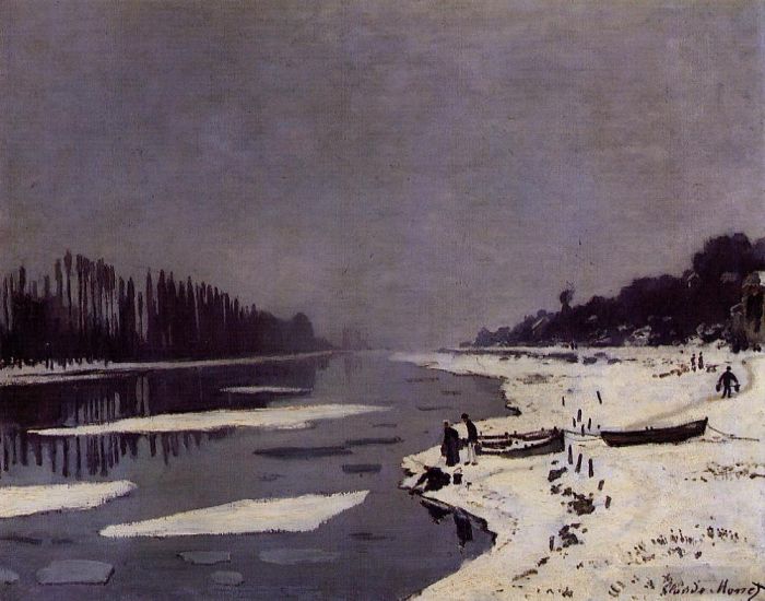 Claude Monet Peinture à l'huile - Glace sur la Saine à Bougival