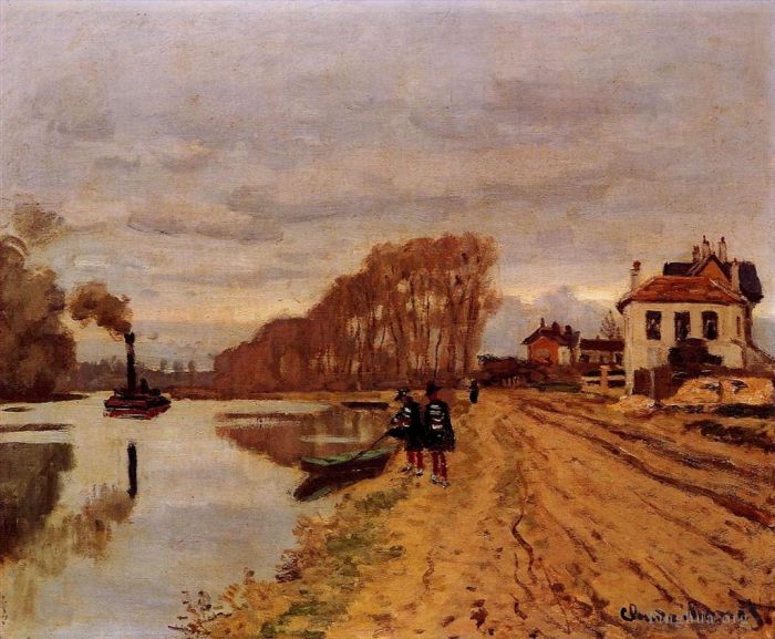 Claude Monet Peinture à l'huile - Gardes d'infanterie errant le long de la rivière
