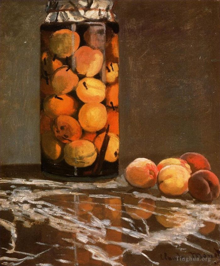 Claude Monet Peinture à l'huile - Pot de pêches