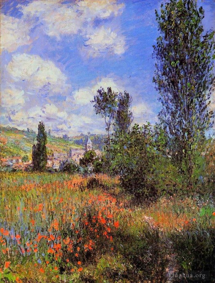 Claude Monet Peinture à l'huile - Ruelle dans les champs de coquelicots Ile SaintMartin