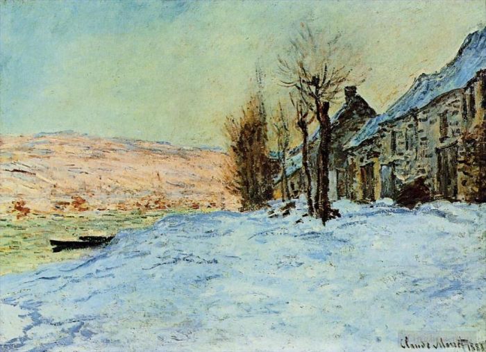 Claude Monet Peinture à l'huile - Lavacourt Soleil et Neige