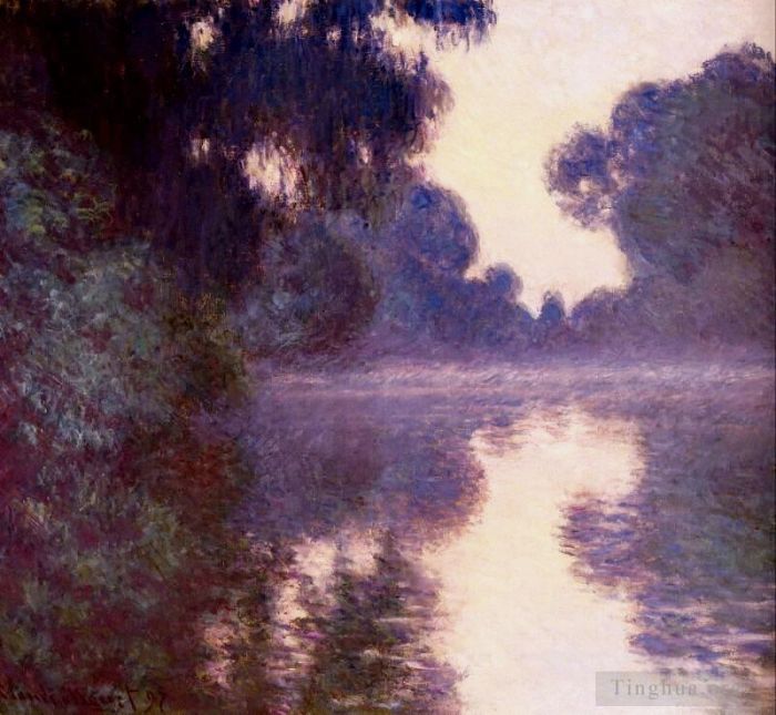 Claude Monet Peinture à l'huile - Matin brumeux sur la Seine bleue