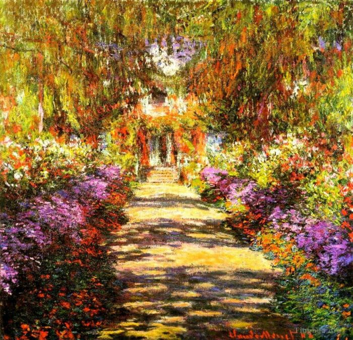 Claude Monet Peinture à l'huile - Allée dans le jardin de Monet à Giverny