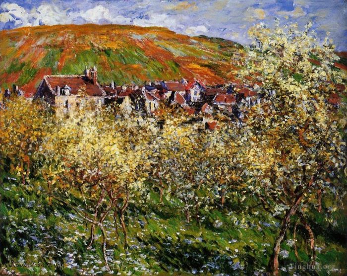 Claude Monet Peinture à l'huile - Pruniers en fleurs à Vétheuil