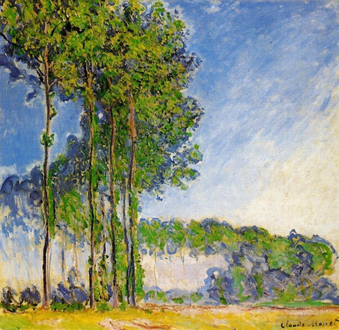 Claude Monet Peinture à l'huile - Vue des peupliers depuis le marais