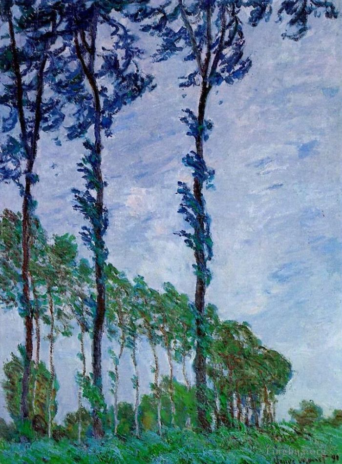 Claude Monet Peinture à l'huile - Effet vent des peupliers