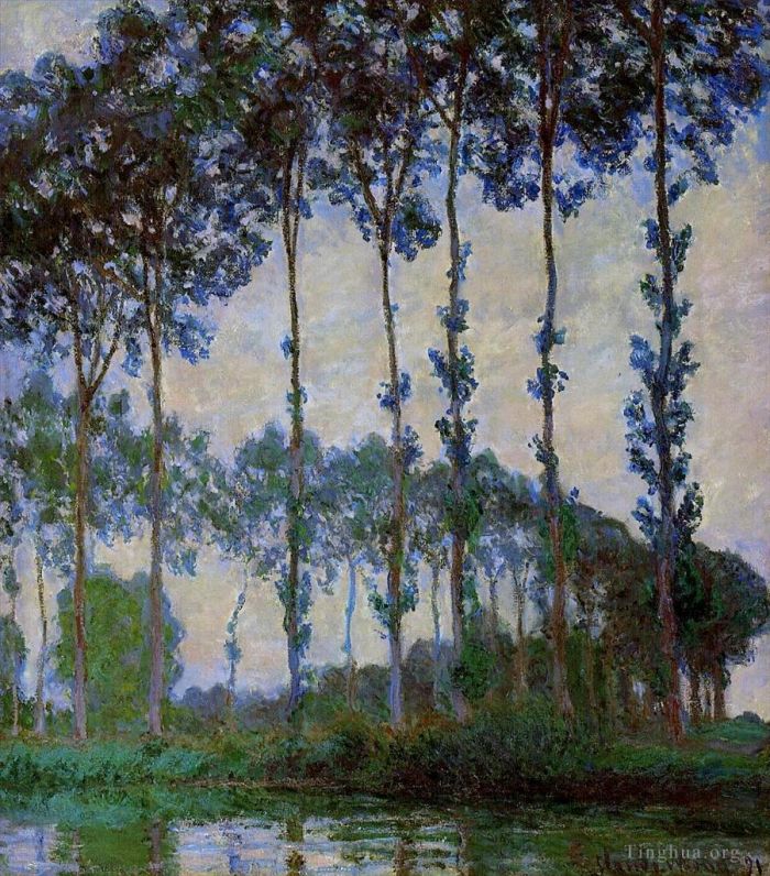 Claude Monet Peinture à l'huile - Peupliers sur les rives de la rivière Epte au crépuscule