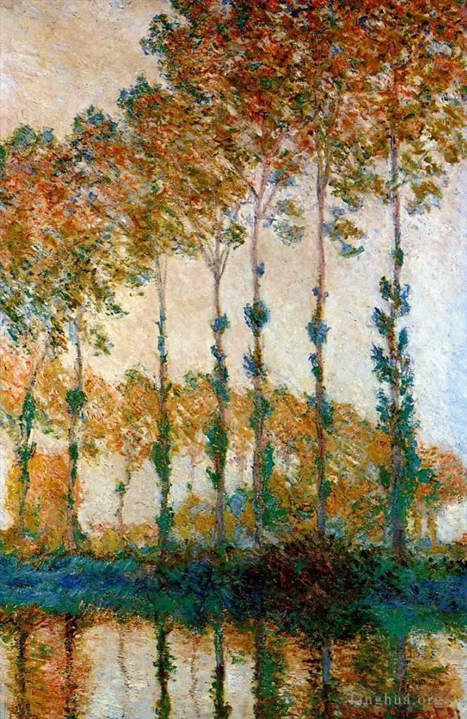Claude Monet Peinture à l'huile - Peupliers au bord de la rivière Epte en automne