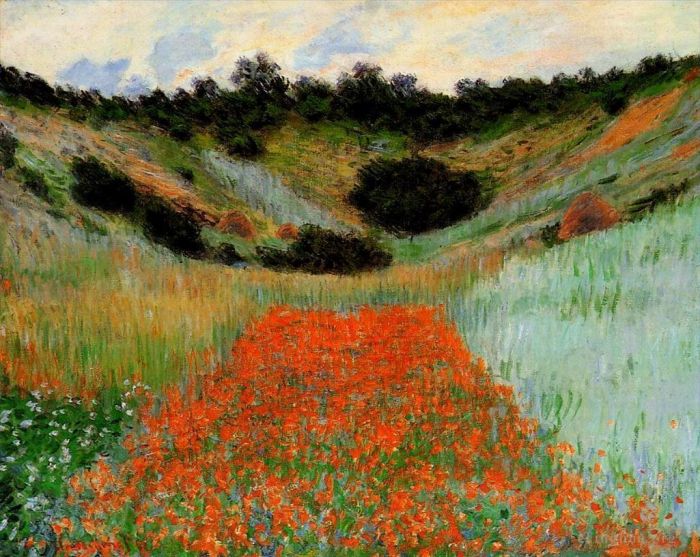Claude Monet Peinture à l'huile - Champ de coquelicots à Giverny II