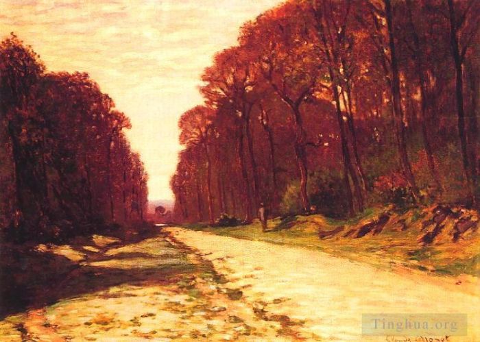 Claude Monet Peinture à l'huile - Route dans une forêt