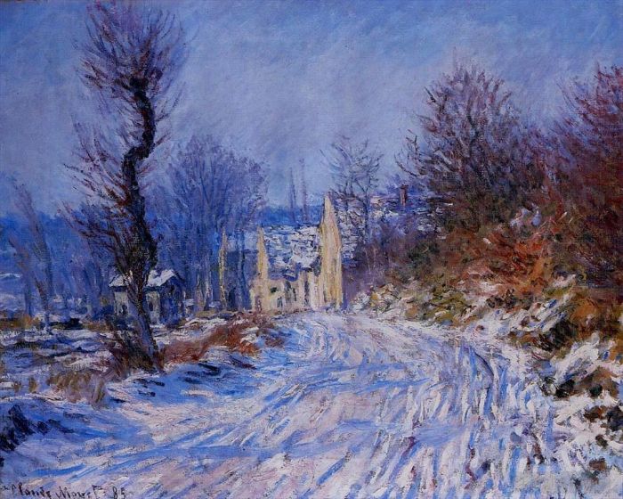 Claude Monet Peinture à l'huile - Route de Giverny en hiver