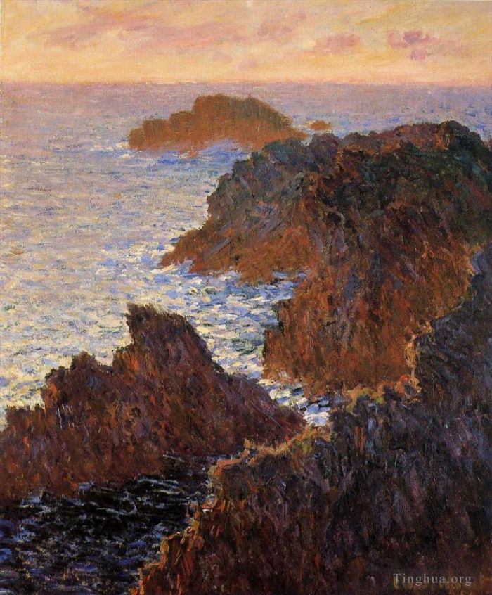 Claude Monet Peinture à l'huile - Rochers à BelleIle PortDomois