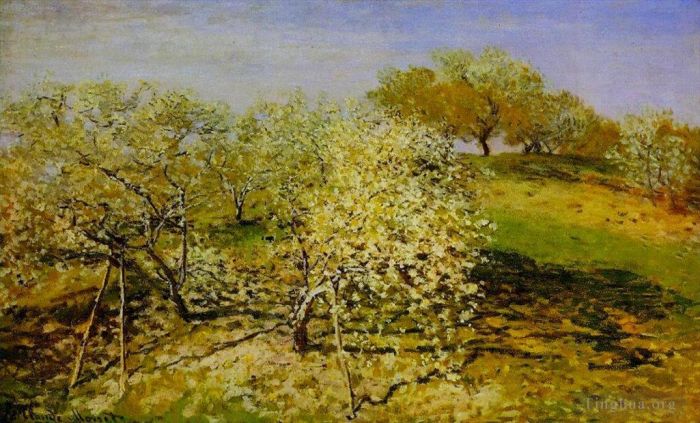 Claude Monet Peinture à l'huile - Le printemps, alias les pommiers en fleurs