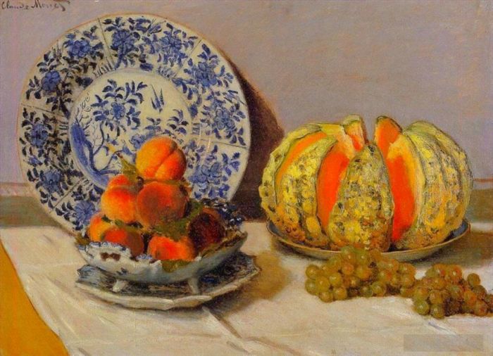 Claude Monet Peinture à l'huile - Nature morte au melon