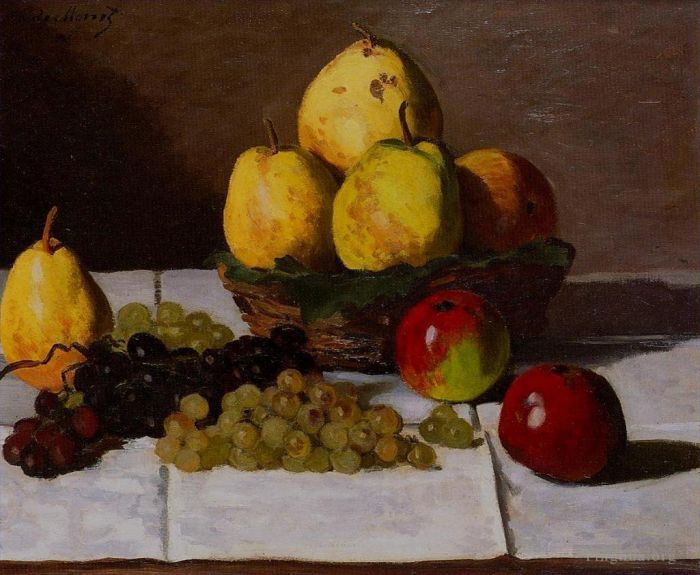 Claude Monet Peinture à l'huile - Nature morte aux poires et aux raisins
