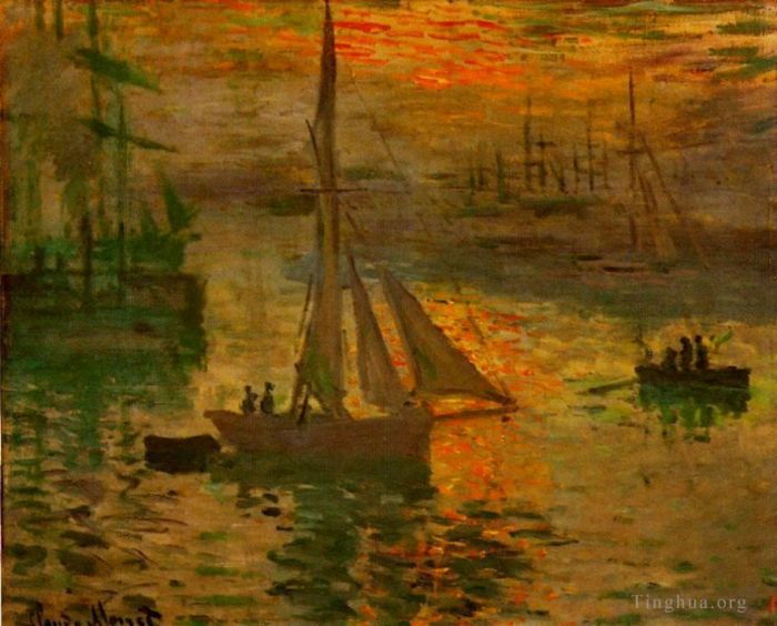 Claude Monet Peinture à l'huile - Lever du soleil, alias paysage marin