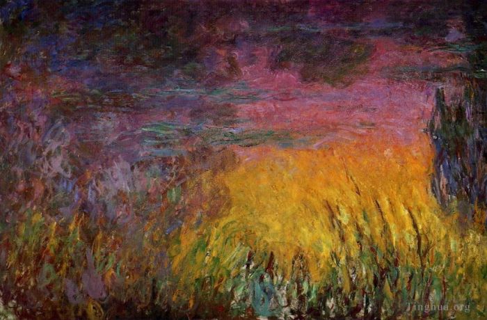 Claude Monet Peinture à l'huile - Coucher de soleil à moitié gauche