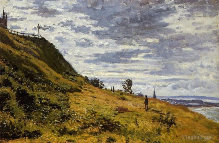 Claude Monet Peinture à l'huile - Se promener sur les falaises de SainteAdresse